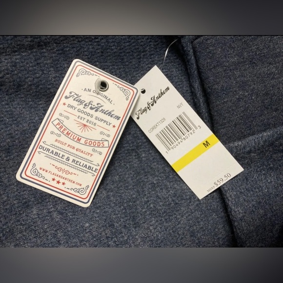 Flag & Anthem Men's Hoodie 1/4 Zip Up Hooded Pullover Sweater Medium Blue Pocket - Picture 3 of 15